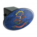 Rustic North Dakota State Flag Distressed Usa Oval Tow Trailer Hitch Cover Plug Insert
