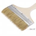Uxcell 2pcs 5 Inch Paint Brush Natural Bristle Flat Edge With Wood Handle Wall Treatment Tool For Varnishes Glues