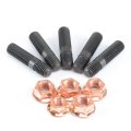 Turbo Stud Kit With Egged Copper Nuts M10x1 25mm For Evo Dsm Td05h Subaru Sti Vf34 Scm 440 Studs 5 Piece Set 