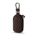 Genuine Leather Car Key Fob Case With Zipper And Metal Hook Coffee Brown Universal Remote Holder Shockproof Lining Internal 
