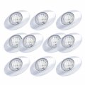 Ledvillage Pack Of 10 3 Inch Oval Clear Lens Amber Led 12v Dc Cab Marker Panel Light 3x3825 Smd For Van Trailer Rv Pickup Lorry 