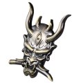 Ghost Devil Oni Samurai Warrior With Fangs And Blade Metal 3d Emblem Badge Pre-adhesive For Car Motorcycle Spider Atv Fun Zen