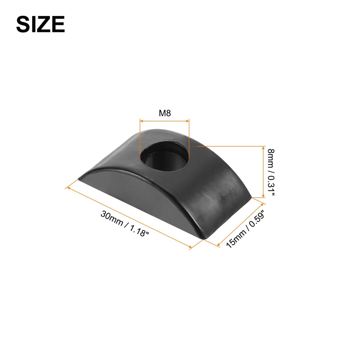 Plastic Half Moon Spacer Connector Hardware Fittings Black 8mm Hole Dia 12pcs