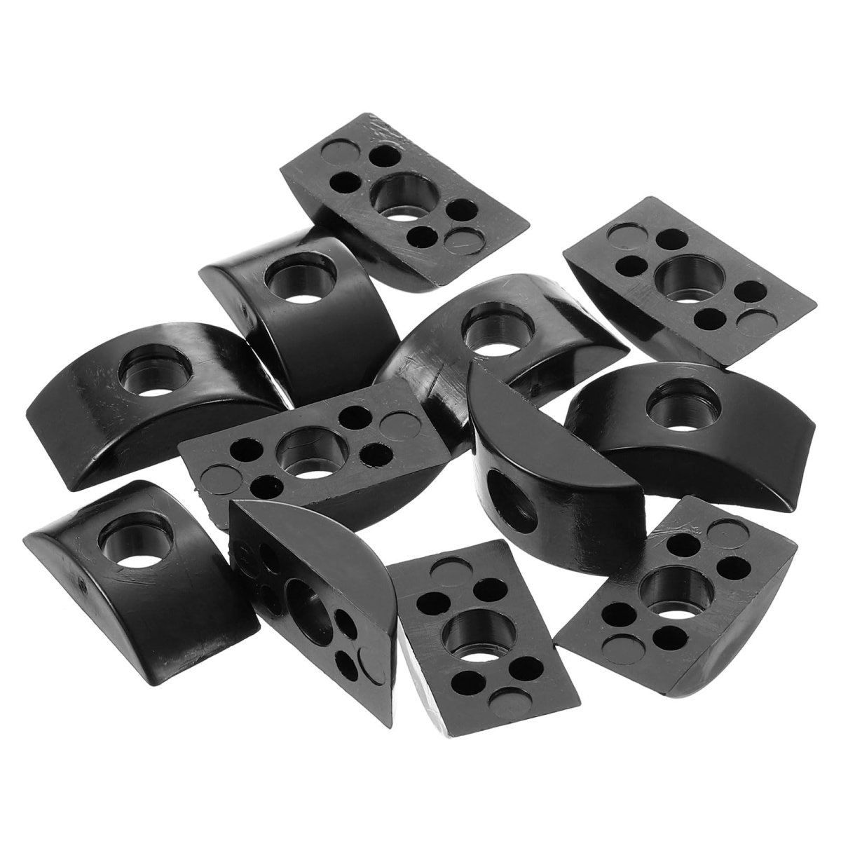 Plastic Half Moon Spacer Connector Hardware Fittings Black 8mm Hole Dia 12pcs