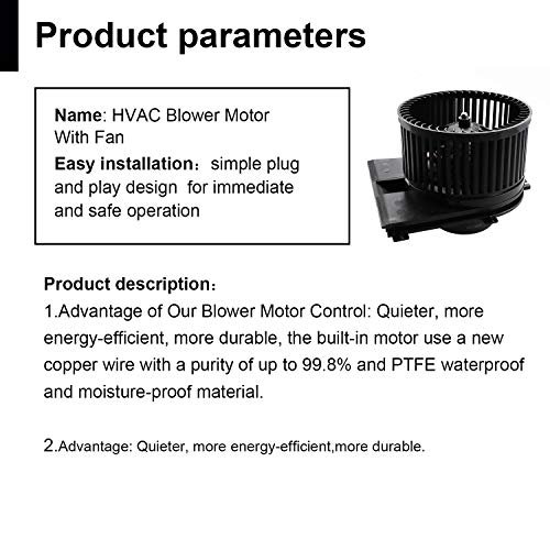 Hvac Ac Fan Blower Motor 700158 For Audi Tt 2000 2006 Volkswagen Beetle 1998 2010 Golf 1999 2007 Gti Jetta 2009 Replaces 1j1