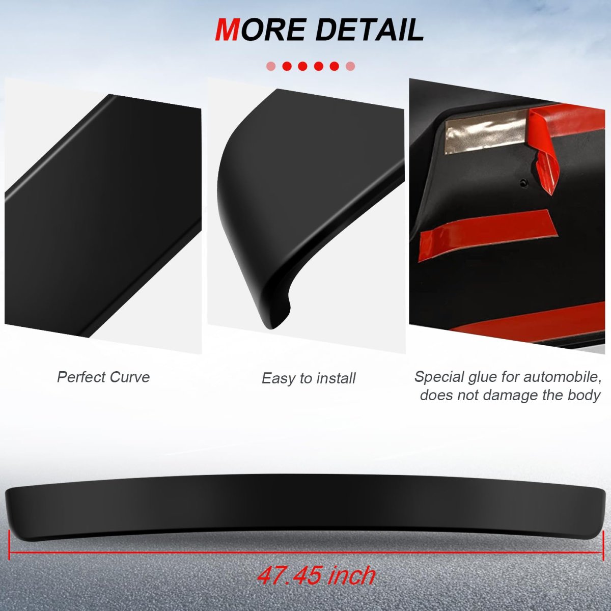 Rear Spoiler Wing For Honda Civic Sedan 2006 2015 Black Abs Direct Fit Replacement Self Adhesive 47 24 In Length