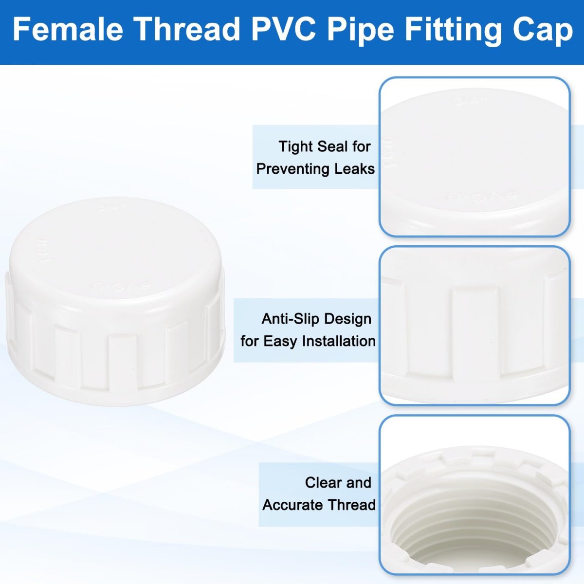 5pcs 3 4 Inch Pt Female Thread Pvc Pipe Fitting Cap Cleanout Water Drain End Caps Plug Socket Fittings With Gasket For Heater