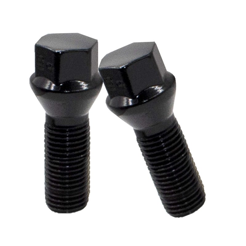 Set Of 20 Black Lug Bolts M12x1 5 24mm Shank Length Conical Acorn Seat With 17mm Hex For Aftermarket Wheels Carbon Steel Class
