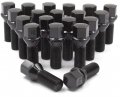 Set Of 20 Black Lug Bolts M12x1 5 24mm Shank Length Conical Acorn Seat With 17mm Hex For Aftermarket Wheels Carbon Steel Class 