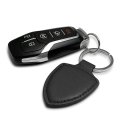 Jeep Grill Logo Soft Real Black Leather Shield-style Key Chain 