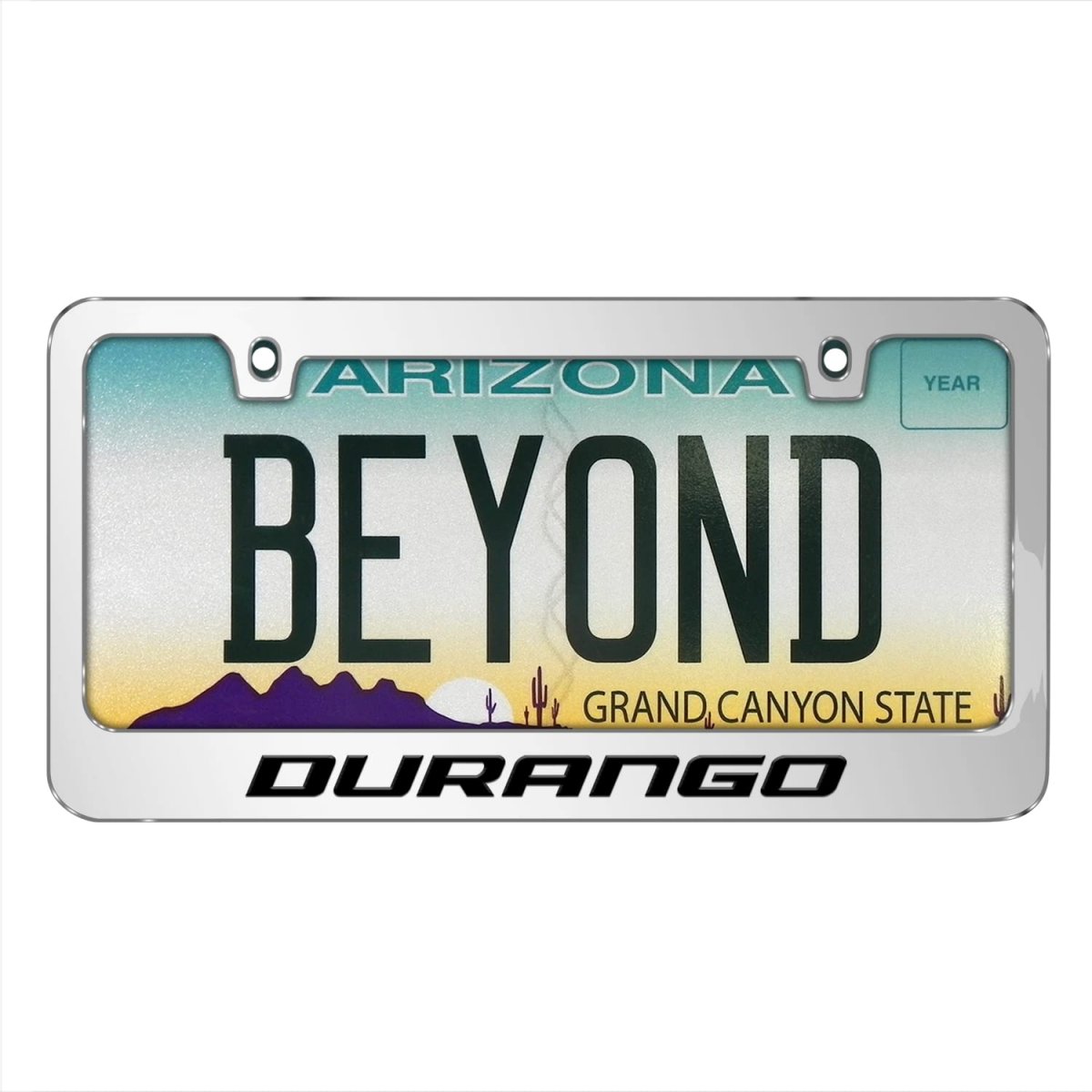 Dodge Durango License Plate Frame 3d Embossed Letters Mirror Chrome Metal 12x6 In With Theft Deterrent Screw Covers