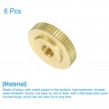 Uxcell Knurled Thumb Nuts 6pcs M6 X D20mm H5mm Brass Flat Head Through Hole With Collar Round Knobs Fasteners For 3d Printer