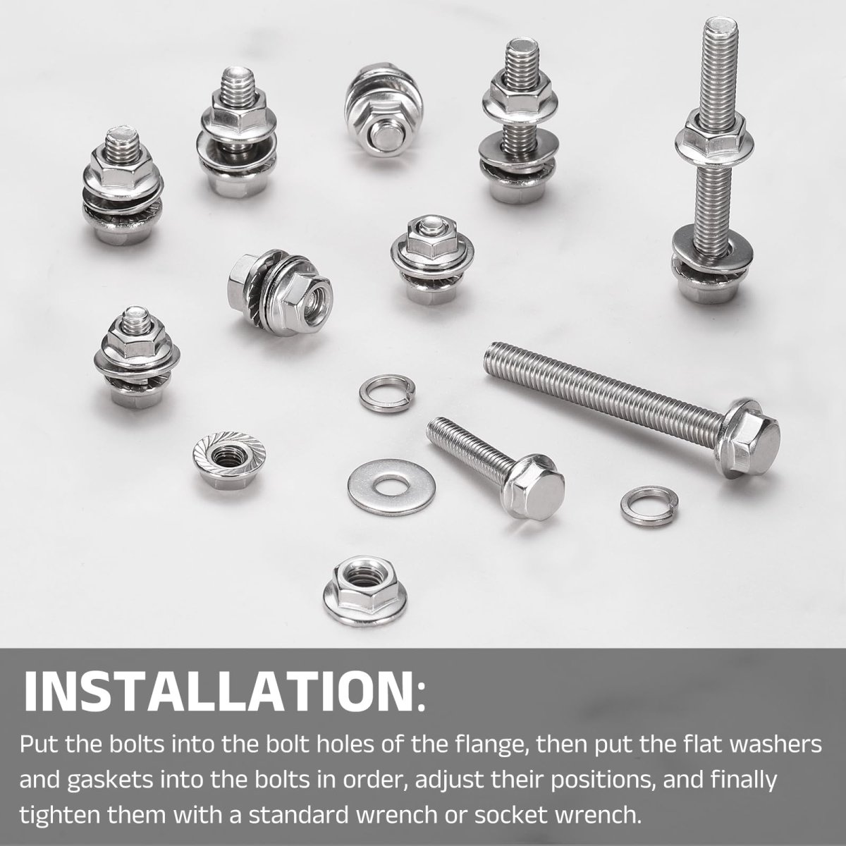 M4 X 20mm Phillips Flanged Hex Head Bolts 40pcs 304 Stainless Steel Flange Hexagon Screws With Nuts Flat Lock Washers Fully