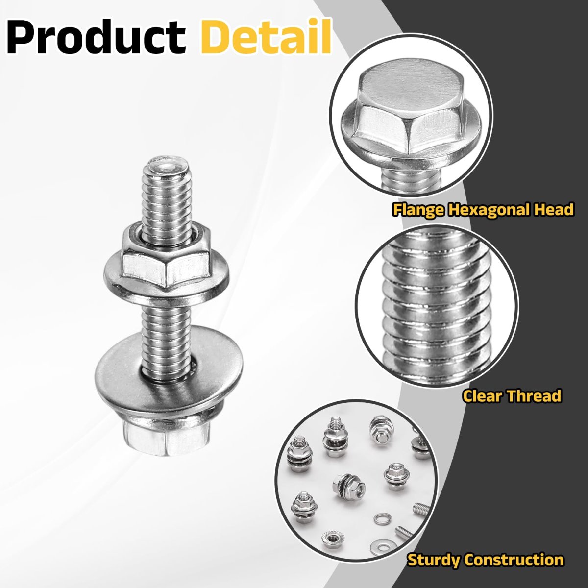 M4 X 20mm Phillips Flanged Hex Head Bolts 40pcs 304 Stainless Steel Flange Hexagon Screws With Nuts Flat Lock Washers Fully