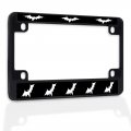 Fastasticdeals Metal Insert Bike License Plate Frame White Flying Bats Logo With Halloween Weatherproof Motorcycle Accessories 