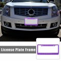 X Autohaux Front Rear Bling Rhinestone License Plate Frame Bracket Stainless Steel Dark Purple With Screw For Car Vehicle Truck