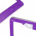 X Autohaux Front Rear Bling Rhinestone License Plate Frame Bracket Stainless Steel Dark Purple With Screw For Car Vehicle Truck