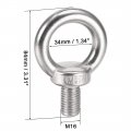 Uxcell Lifting Eye Bolt M16 X 25mm Male Thread 304 Stainless Steel For Hanging Pack Of 1