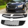 G-plus Pair 2pcs Front Bumper Upper Lower Grille Compatible With Chevy Cruze 2011 2012 2013 2014 Not Fit Eco Model
