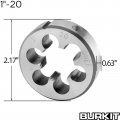 Burkit 1 -20 Unef Tap And Die Set X 20 Machine Thread Round Right Hand