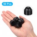 Uxcell Plastic Dome Bolt Nut Protection Cap Covers M12 19mm Hex Screw Cover Black 50pcs