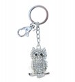 Aqua79 Clear Owl Keychain Silver 3d Sparkling Charm Rhinestones Fashionable Stylish Metal Alloy Durable Key Ring Bling Crystal 