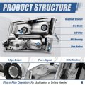 Auto Dynasty 4pcs Box-style Led Drl Headlights And Bumper Lamps Compatible With Chevy Avalanche Silverado 1500 2500 3500