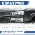 Auto Dynasty 4pcs Box-style Led Drl Headlights And Bumper Lamps Compatible With Chevy Avalanche Silverado 1500 2500 3500