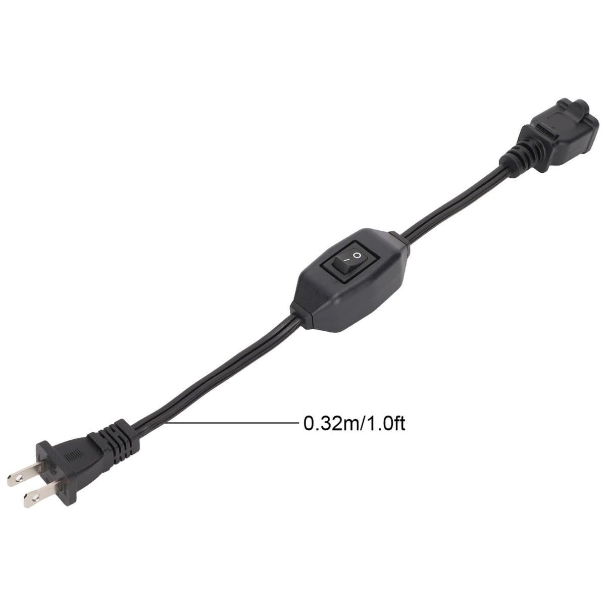 2 Prong Polarized Extension Cord With On Off Switch 1 Ft Power Cable For Chargers And Desk Lights 16awg Pure Copper Conductor