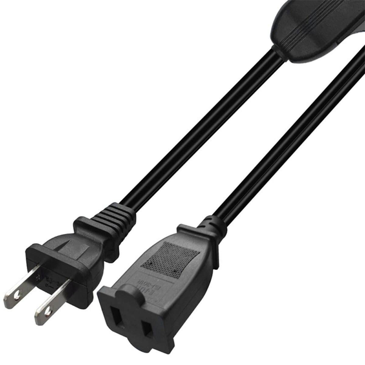 2 Prong Polarized Extension Cord With On Off Switch 1 Ft Power Cable For Chargers And Desk Lights 16awg Pure Copper Conductor