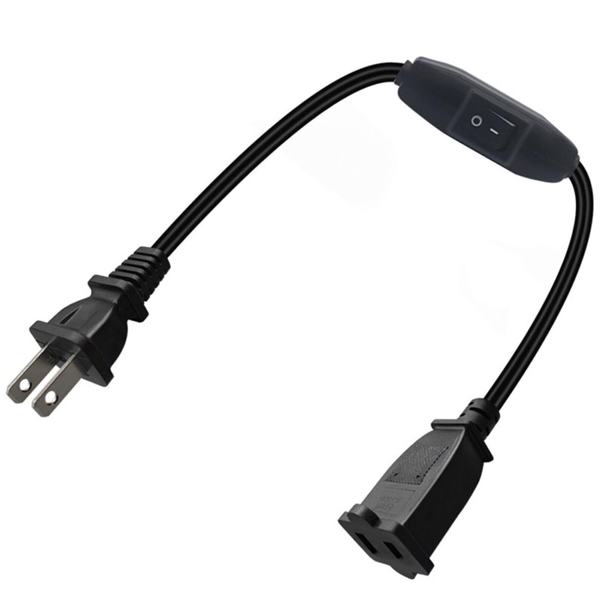2 Prong Polarized Extension Cord With On Off Switch 1 Ft Power Cable For Chargers And Desk Lights 16awg Pure Copper Conductor