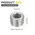 5pcs Male Thread Socket Pipe Plugs Npt 1 2 Stainless Steel Internal Hex Caps For Fitting And Sealing Silver
