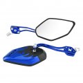 Wide Angle Side Mirrors Motorcycle Mirror 1 Pair Of 8mm 10mm Universal Scooter Aluminum Flame Pattern Rear View Blue