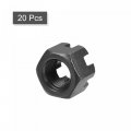 Uxcell M12x1 25mm Hexagon Slotted Nut Grade 4 8 Carbon Steel Hex Castle Nuts Black 20pcs