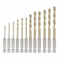 Uxcell Hss Twist Drill Bit Set Titanium Coating 1 4 Inch Hex Shank 5mm-6 5mm Drilling Dia 2