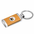 Ipick Image Made For Dodge Scat-pack Roundel Logo In White On Maple Wood Chrome Metal Trim Key Chain