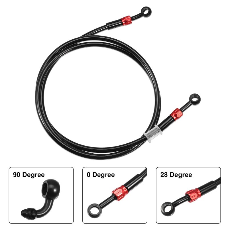 Brake Hose An3 28 90 Degree M10 Motorcycle Hydraulic Line Oil Pipe Fitting For Atv Motocross Racing Bike 160cm Black 1set