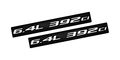 2x Pair Set 6 4l 392ci Silver On Black Highly Polished Real Aluminum Emblems Of 2