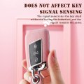Ontto Leather Key Fob Cover Fit For Vw Smart Remote Car Case Stylish Holder Volkswagen Arteon Atlas Golf Alltrack Magotan Black