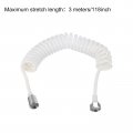 Uxcell 2pcs Spring Flexible Shower Hose 3meter 118inch Telescopic With Copper Zinc Interface Nut For Toilet Faucet White