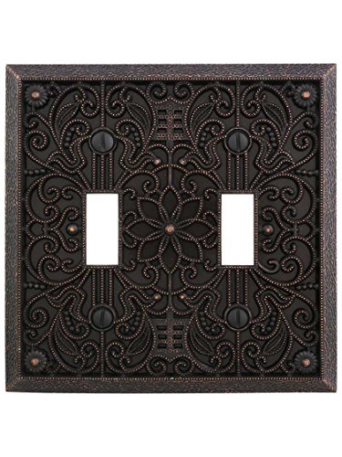 Filigree Double-toggle Switch Plate In Aged Bronze