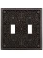 Filigree Double-toggle Switch Plate In Aged Bronze 