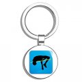 Pole Vault Sport Icon Round Stainless Steel Metal Keychain Double Sided 3d Resin Design Key Ring Silver 1 In 