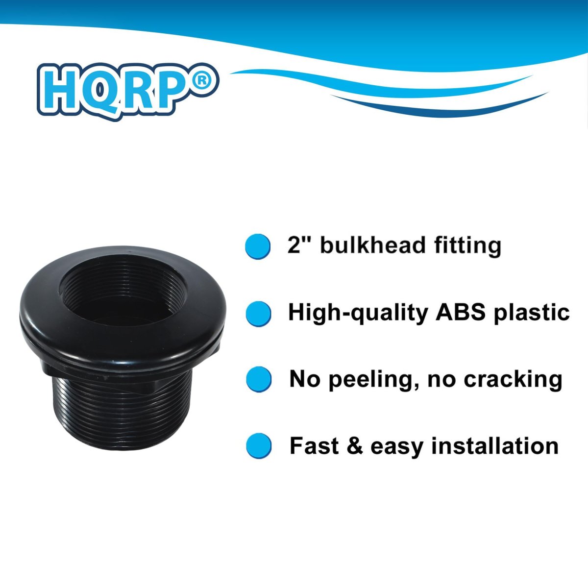 2 Pack In Abs Bulkhead Fitting Double Threaded Water Tank Connector For Rain Barrels Aquariums Tubs And Pools Uv Stabilized