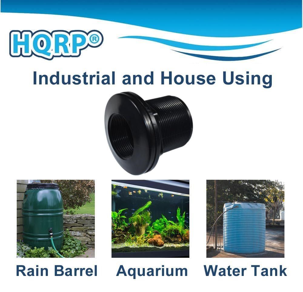 2 Pack In Abs Bulkhead Fitting Double Threaded Water Tank Connector For Rain Barrels Aquariums Tubs And Pools Uv Stabilized