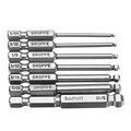 Toolcool Broppe 7pcs Sae 5 64-5 16 Inch 65mm Magnetic Ball Screwdriver Bits Set 1 4 Hex Shank 