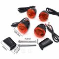 Httmt- Front Rear Both Side Amber Led Running Brake Turn Signal Glossy Black Indicator Light Compatible With H-d Xl 883 1200