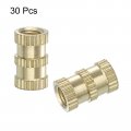 Uxcell Knurled Insert Nuts 30pcs M4 X 10mm L 6mm Od Thread Printing Brass Female Threadeds Heat Set Insert Embedment