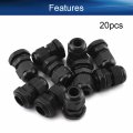 Heyiarbeit Cable Gland 20 Pack M16x1 5 Plastic Waterproof Adjustable 4-8mm Connectors Joints With Gaskets Black