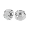 10pcs 1 4 -20 Nylon Insert Hex Lock Nut 304 Stainless Steel Self-locking Stop For Industrial Construction Fasteners Silver 